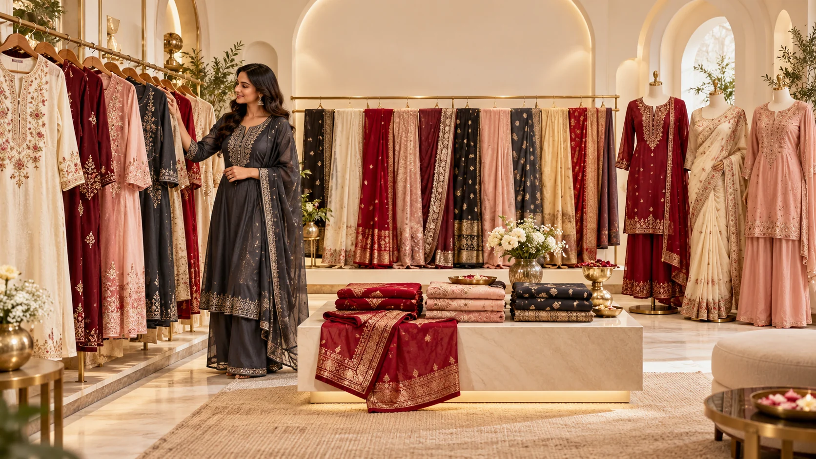 Chahat Fashion collection displayed in an elegant showroom